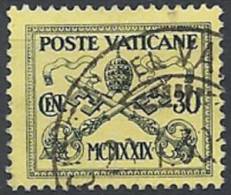 1929 VATICANO USATO CONCILIAZIONE 30 CENT - VTU005-2 - Usati