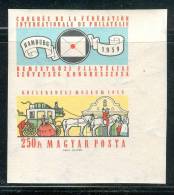 HUNGARY-1959.Imperforated Stamp With Label III.- FIP Congress/Mail Coach/ MNH! Mi 1583B - Neufs