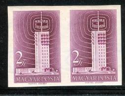 HUNGARY-1958.Imperforated Pair - Television Station MNH!  Mi 1511B. - Unused Stamps