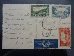 BEL AFFRANCHISSEMENT SUR CARTE POSTALE DE DAKAR 1938 PAR AVION => FRANCE AIRMAIL COVER BRIEFE BELEGE LETTRE - Autres & Non Classés