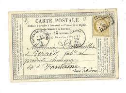 ISERE ( 37 ) – VIENNECPI Ordinaire - Tarif à 15c. (15.1.1873/30.4.1878)N°5 5  -  15c. Cérès III° République - Cartes Précurseurs