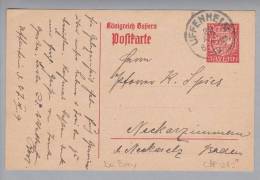 Heimat DE Bayern Uffenheim 1919-04-29 Auf GS Nach Neckarzimmern - Ganzsachen