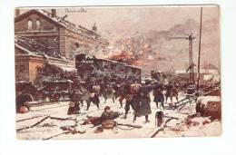 CPA : 62 - Vermelles : Dessin Couleurs - Combats Devant La Gare De Vermelles Soldats, Trains ... - Oorlog 1914-18