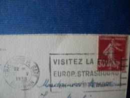 Cachet FOIRE EUROP STRASBOURG 1938 - Tijdelijke Stempels