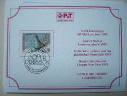 Cachet Illustré JOUR D EMISSION 1000 LUXEMBOURG 1994 Sur Carte De Voeux Office Des Timbres - Maximum Cards
