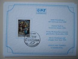 Cachet Illustré JOUR D EMISSION 1000 LUXEMBOURG 1995 Sur Carte De Voeux Office Des Timbres - Maximumkaarten