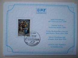 Cachet Illustré JOUR D EMISSION 1000 LUXEMBOURG 1995 Sur Carte De Voeux Office Des Timbres - Maximum Cards