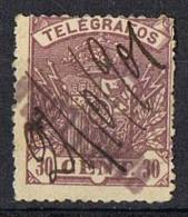 Sello 30 Cts Violeta Telegrafos 1901, Lineal BARCELONA, Num 34 º - Telegramas