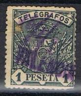 Sello 1 Pts Azul Telegrafos 1901, Lineal VALENCIA, Num 36 º - Telegramas