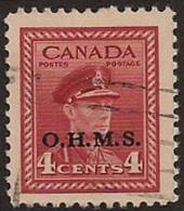 CANADA 1949 4c Lake KGVI OHMS SG O165 U RU167 - Overprinted