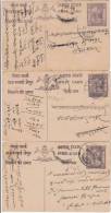 3 Diff., Shades Of 1/2a Jaipur Postcard, Br India Postal Stationery, As Scan - Jaipur