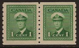 CANADA 1942 1c KGVI Coil Pair SG 389 UNHM NC165 - Nuevos
