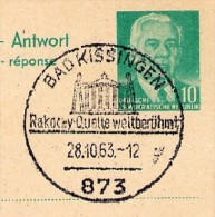 RAKOCZY QUELLE BAD KISSINGEN 1963 Auf  DDR P 70 II A Antwort-Postkarte ZUDRUCK BÖTTNER #1 - Kuurwezen