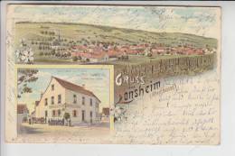 6509 LONSHEIM Bei Alzey, Lithographie 1903, Gasthaus Zur Krone, Kl.Einriss - Alzey