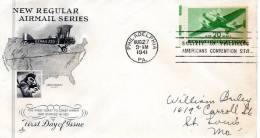 FDC 1941 USA Air Mail Cover - 2c. 1941-1960 Briefe U. Dokumente