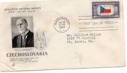 Czechoslovakia Occupied Nations Series 1943 USA First Day Cover - 1941-1950