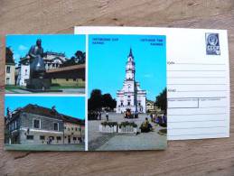 Postal Stationery Stamp Marked Card From USSR, Lithuania, Kaunas 1986/10/21 Town Hall Monument Different! - Litauen