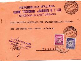 1951  LETTERA CON ANNULLO SANT'URBANO PADOVA - Impuestos