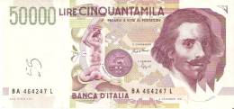 BILLETE DE ITALIA DE 50000 LIRAS DEL AÑO 1992 DE LORENZO BERNINI (BANKNOTE) - 50000 Liras