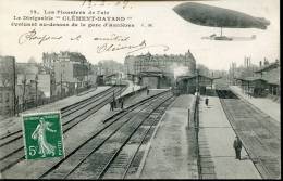 92-HAUTS DE SEINE--ASNIERES / LA GARE  / LE DIRIGEABLE CLEMENT- BAYARD   ECRITE ‹(•¿• )› - Asnieres Sur Seine