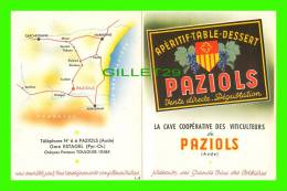 PUBLICITÉ - APÉRITIF-TABLE-DESSERT, PAZIOLS (11) - CAVE COOPÉRATIVE DES VITICULTEURS - Alcools