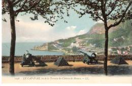 Le Cap-d"Ail (Alpes Maritimes)-+/-1910-Vu  De La Terrasse Du Château De Monaco-Canons-boulets-Colorisée - Cap-d'Ail