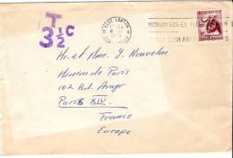 LETTRE TAXEE DE 1950 POUR LA FRANCE - Storia Postale