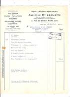 Facture Ancienne Maison Leclerc 4 Rue De Bercy Paris 12 è Eau Vapeur Tuyauteries Electricité 75 - Automobile