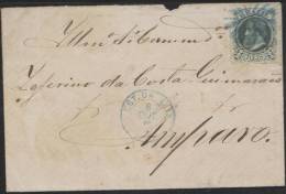 O) 1886, BRAZIL, DOM PEDRO II CABECAS, 100 REIS, GREEN WITH BLUE MUTE AND RR CANCELLATION STATION DA LUZ, TO AMPARO XF - Lettres & Documents