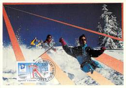 ANDORRE FRANCAIS  CARTE PHILATELIQUE  NUM.YVERT 441 SPORT JEUX OLYMPIQUES SKI - Maximumkaarten