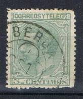 Sello 5 Cts Alfonso XII 1879, Trebol BERJA (Almeria), Num 201 º - Oblitérés