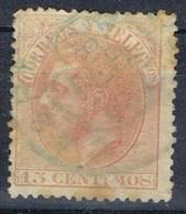 Sello 15 Cts Alfonso XII 1882, Fechador Trebol CASPE (Zaragoza). Num 210 º - Gebraucht