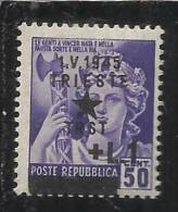 OCCUPAZIONE JUGOSLAVA DI TRIESTE 1945 L.1 SU CENT.50  MNH - Joegoslavische Bez.: Fiume