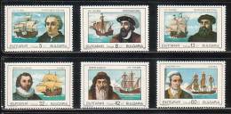 BULGARIE - 1990 - Navigateurs Celebres - C.Colomb,Vasco De Gama, Magellan, Sir Francis Drake,Hudson, J.Cook - 6v** - Unused Stamps