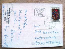 Post Card Sent In Austria, Ersttag Cancel, Christmas Noel Religion Navidad, 2 Scans - Lettres & Documents