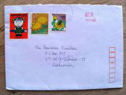 Cover Sent From Japan To Lithuania, Flowers Girl Child - Cartas & Documentos