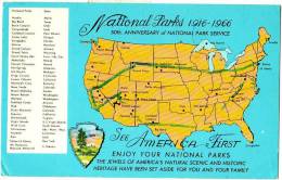 National Parks 1916-1966 - & Map - Parques Nacionales USA