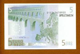 Carte Postale Billet  De "5 Euros Specimen Verso"   UNC - Otros & Sin Clasificación