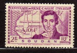 SOUDAN N° 101 XX  Centenaire De La Mort De René Caillé  : 2 F. Violet TB - Nuevos