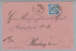 Heimat DE BW Löffingen 186(8)-02-04 Auf Briefstück Mit Mi#25a Nach Freiburg - Storia Postale