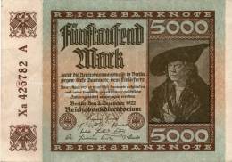 Germany 5000 Mark 02.12.1922,Pick#81f,(Ro#91e),as Scan - 5.000 Mark