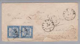 Baden 1865-08-05 Carlsruhe Brief Mit Paar Mi#19b Nach Frankfurt - Storia Postale