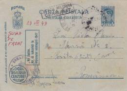 MILITARY FREE POSTCARD CENSORED 1943 FROM THE FRONT ROMANIA. - Cartas De La Segunda Guerra Mundial