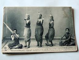 Carte Postale Ancienne : LAOS : Danseuses , Le Pantomine Laotienne Nang Meo - Laos