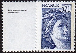 France Sabine De Gandon N° 2056.b ** Le  0f70 Bleu Violet - Variété Gomme Tropicale - 1977-1981 Sabine Of Gandon