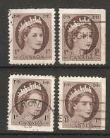 Canada  1954-62  Queen Elizabeth II (o) 1c - Single Stamps