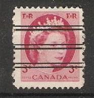 Canada  1954-62  Queen Elizabeth II (o) 3c - Preobliterati