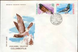 Romania-First Day Cover 1981-Flying The Pigeon And Passenger Pigeon Sport - Tauben & Flughühner