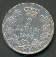 SERBIA , 2 DINARA 1904 , UNCLEANED SILVER COIN - Servië