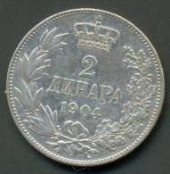 SERBIA , 2 DINARA 1904 , UNCLEANED SILVER COIN - Serbie